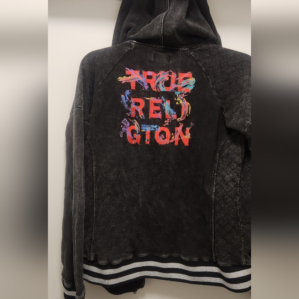 True Religion Black Denim Looking Jacket with Colorful Logo